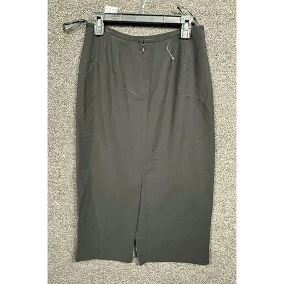 Le Suit Pencil Midi Skirt Womens Size 10P Black Pleated Bussines Casual - Picture 2 of 7